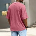 thumbnail image 4 of Dresfit Mens T Shirts Breathable Short Sleeve Henley Shirts 2026 Summer V Neck Basic Sweatshirts Big and Tall Oversized Loose Fit Shirt 2XL, 4 of 4