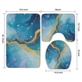 thumbnail image 3 of Blue Gold Wave Marble Pattern Bathroom Rugs Sets 3 Piece,Toilet Cover Set,Absorbent Non Slip Bathroom Mats Sets with U-Shaped Contour Rug Toilet Rug Set, 3 of 5