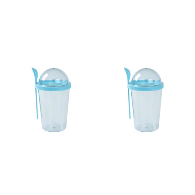 Taza de ensalada portátil Moyic con tapa de rosca y cuchara Cielo azul 500ml 2piezas