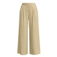 thumbnail image 6 of GERsome Women's Palazzo Pants Elastic Waist Wide Leg Summer Beach Travel Flowy Casual Lounge Trousers with Pockets, Beige,Size S, 6 of 7