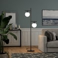 thumbnail image 3 of Evelyn&Zoe Pyrus 2-Light Floor Lamp with Glass Shades, Blackened Bronze/White Milk, 3 of 5