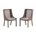 thumbnail image 2 of Christopher Knight Home Rustic Upholstered Dining Chairs with Woven Rattan Backs, Solid Wood Frame, Beige, Set of 2, 2 of 9