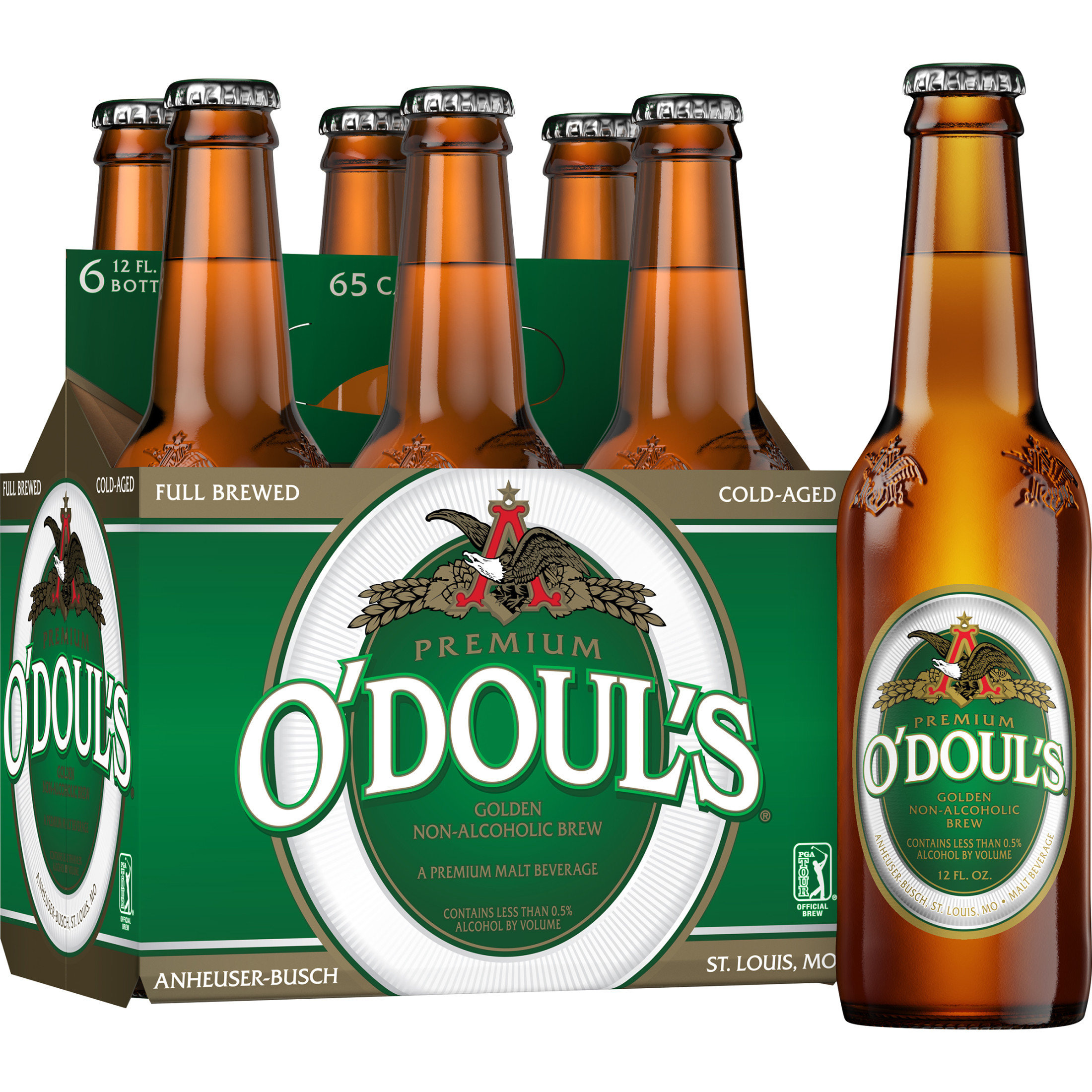O'Doul's Premium Golden Non-Alcoholic Brew, 6 pack 12 fl. oz. Glass Bottles, 0.5% ABV