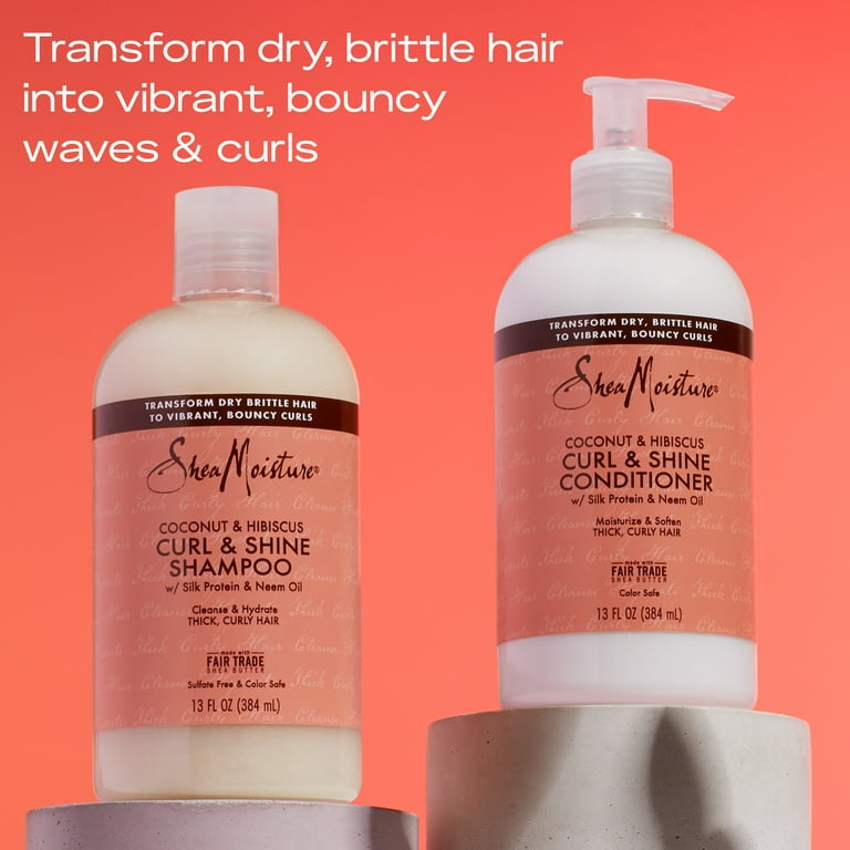 SheaMoisture Curl Shine Moisturizing Shampoo Conditioner Set Coconut Hibiscus 13 oz 2 Count