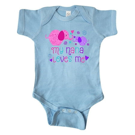 

Inktastic My Nana Loves Me- cute elephants Gift Baby Boy or Baby Girl Bodysuit