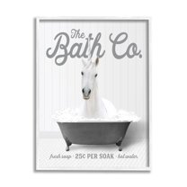 Stupell Industries Unicorn in Bubble Bath Animals & Insects Painting White Framed Art Print Wall Art, 16 x 20
