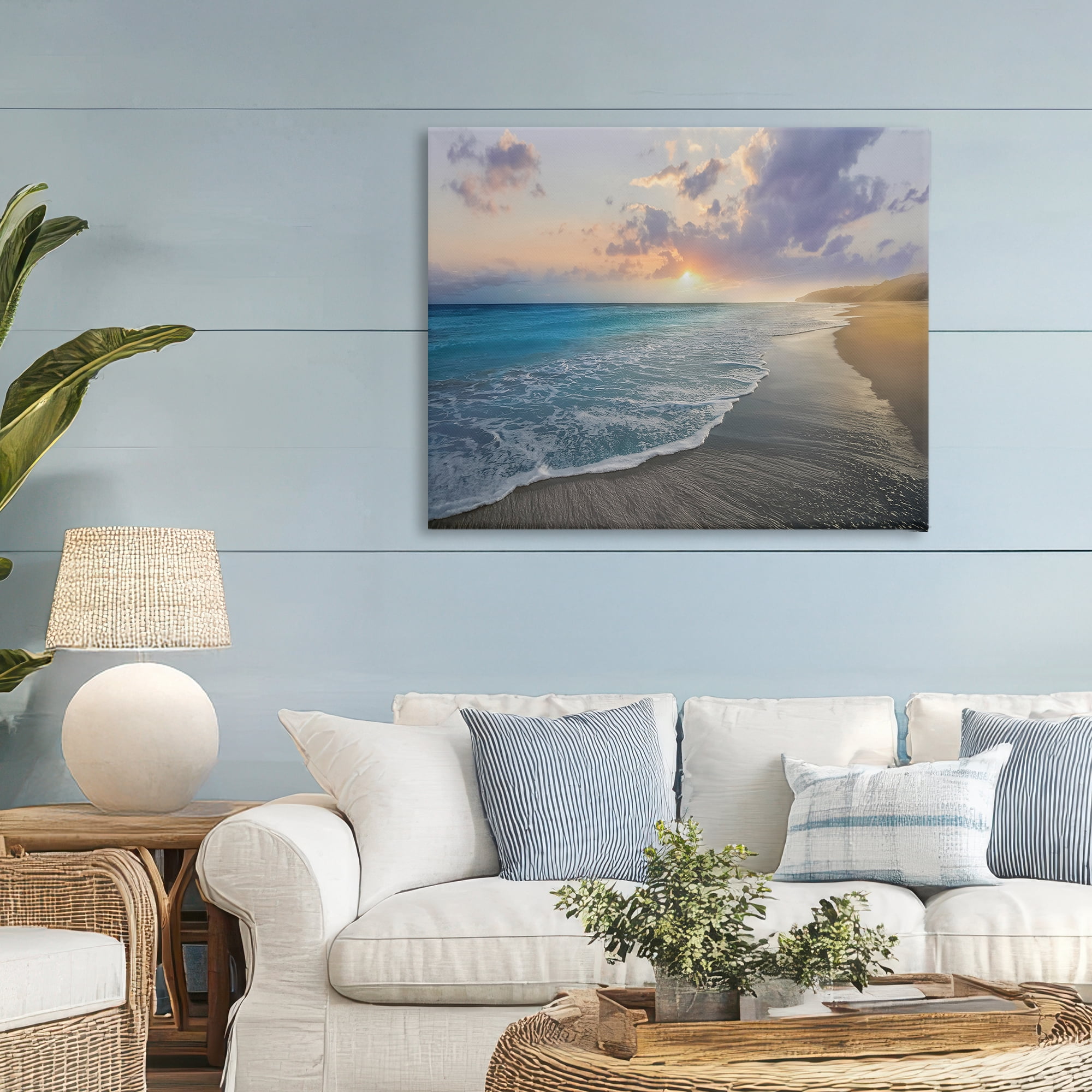 Stupell Industries Sunset over Tranquil Coast Canvas Wall Art, design by Mike Calascibetta
