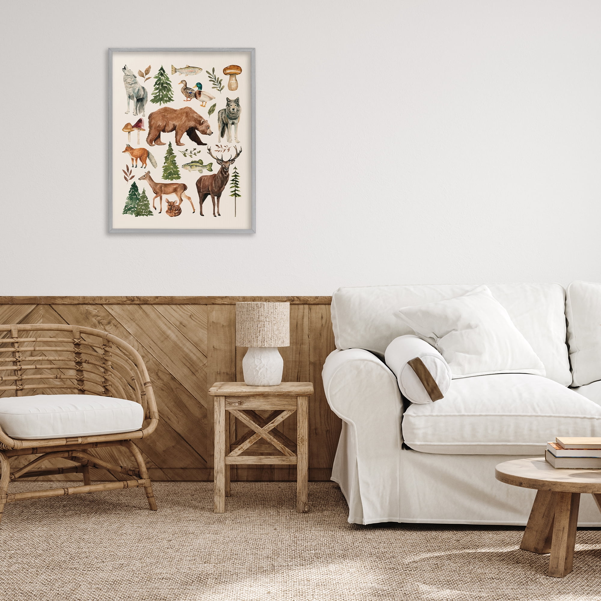Stupell Industries The Wild Wood Animals Gray Framed Giclee Art, design by Bethany Sandoval