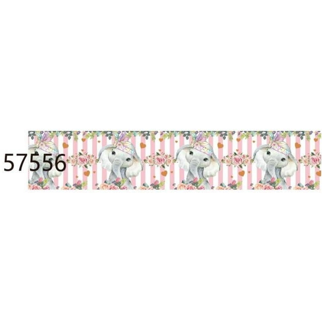 10Yards Animal Ribbons Printed Baby Elephant with Flower Grosgrain Ribbon DIY for Bows Crafts Gifts Packing Jiayi