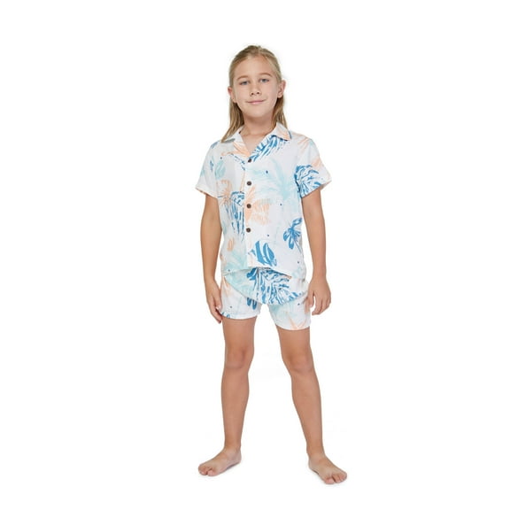 Hawaii Hangover Boy Aloha Luau Shirt Cabana Set in Simply Blue Palms