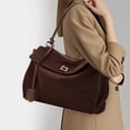 thumbnail image 6 of Genuine Leather Hobo Bag, Women's Suede Flap Underarm Shoulder Crossbody Purse, 6 of 9