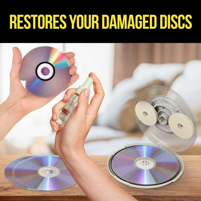 DVD CD Repair Kit with Cleaning Solution Included - Hand Powered CD DVD  Cleaner and Scratch Remover Cleans and Polishes Discs with Minor Damage 