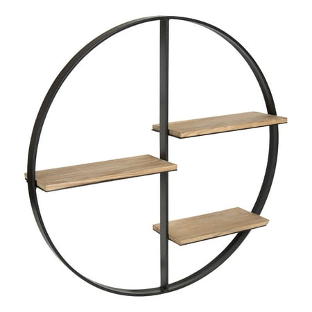 Kate And Laurel Ladd Round Floating Wood Wall Shelf With Black Metal Kate And Laurel Ladd Round Floating Wood Wall Shelf With Black Metal Frame Com