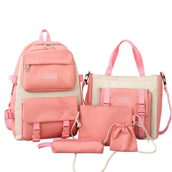 SUYIDA Canvas Backpack Large Capacity 5-Piece Set Lightweight Durable Casual Bookbag for Travel Commute Backpack