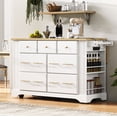thumbnail image 2 of Euroco Kitchen Island with Charging Station, 6 Drawers, Drop Leaf, Trash Cabinet, and Open Shelves, 2 of 9