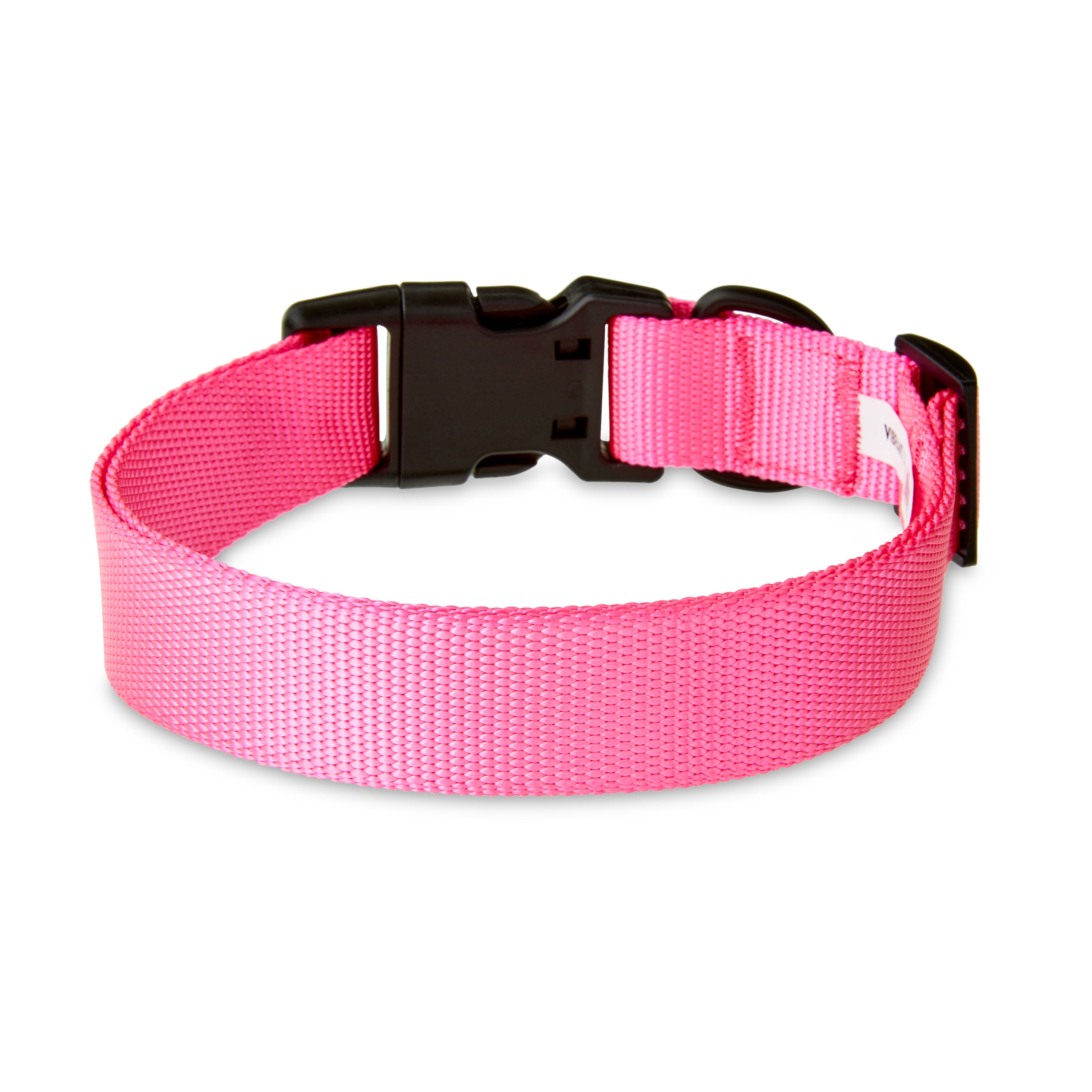 Vibrant Life Solid Polyester Adjustable Dog Collar, Pink, Large