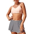 thumbnail image 1 of Traje de baño de 2 piezas para mujer, traje de baño sin espalda con estampado y tirantes ajustables, traje de baño de bikini para mujer, rosa S, 1 of 6