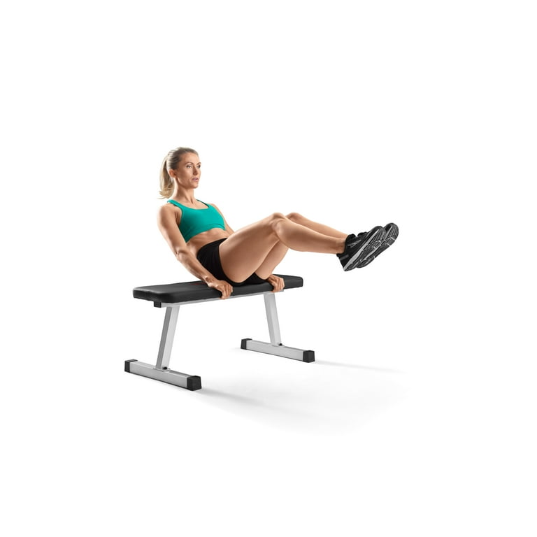 Weider traditional flat bench with a sewn vinyl seat for dumbbell and bodyweight strength training sales
