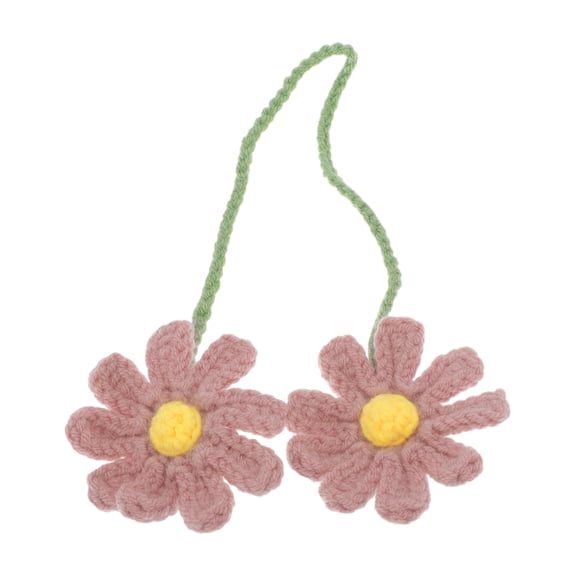 1 Pcs Cotton Linen Fabric Flower Car Rear View Mirror Pendant Accessories Car Hanging Ornament Pink