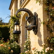 MMJ Solar Lights Outdoor Resin Phoenix Long Tail Bird Wall Decor for Garden Patio Courtyard