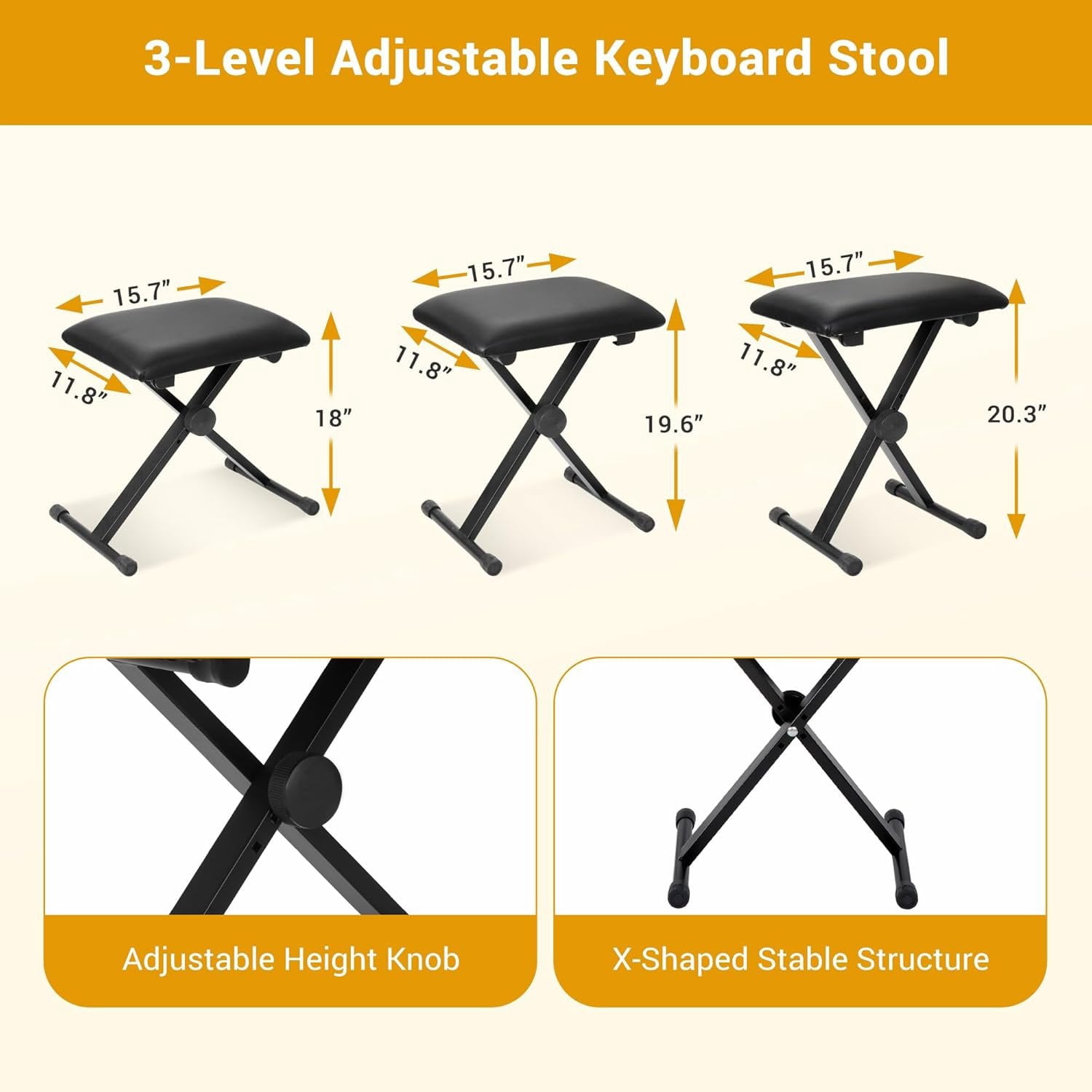 61-Key Portable Electric Keyboard Piano with Built In Speakers, LED Screen, Headphones, Microphone, Piano Stand,  Sheet Stand and Stool