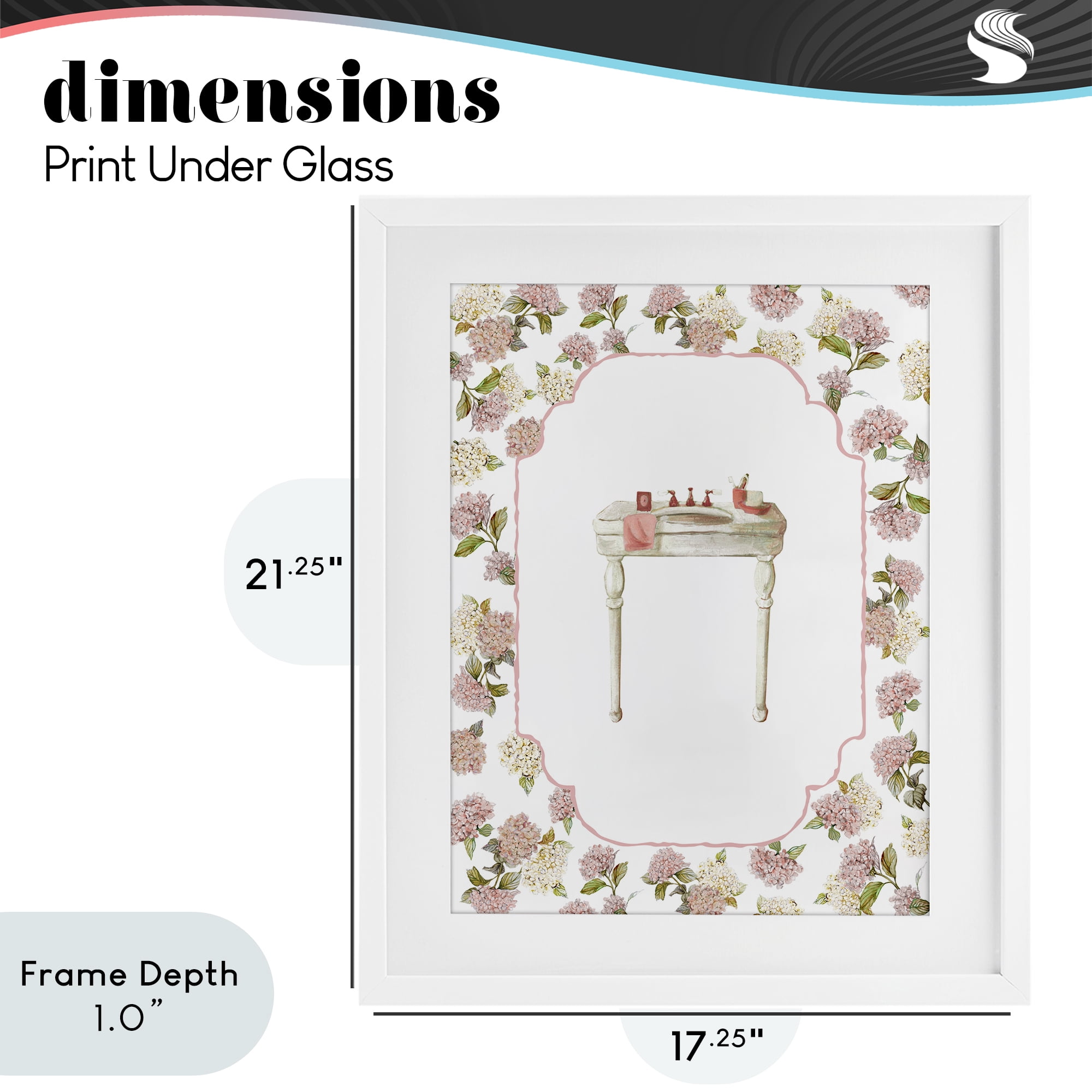 Stupell Industries Elegant Hydrangeas Vanity White Framed Print Under Glass, design by Carol Robinson