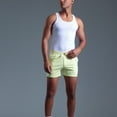 thumbnail image 3 of HCNTES Mens Casual Shorts, Flat Front Short Summer Classical Fit Shorts with Pockets(Yellow,L), 3 of 6