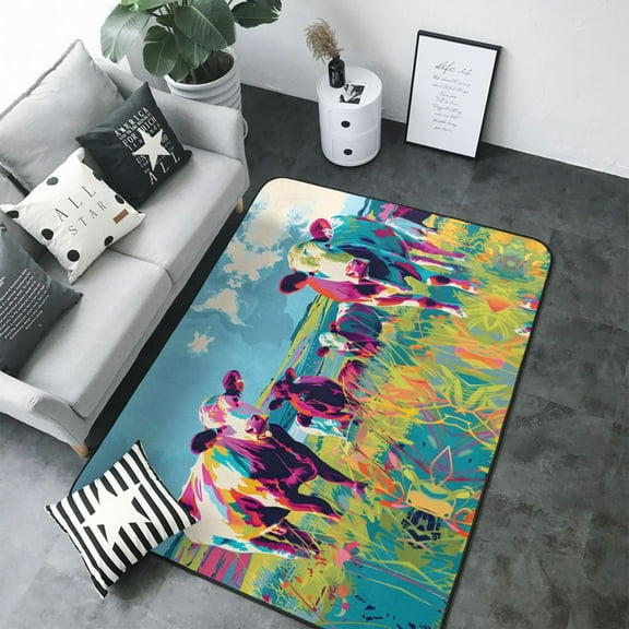 Area Rugs For Living Room Decor - Pop Art Colorful Cows Soft Anti Slip Throw Washable Rugs 5x7 For Bedroom, Indoor Carpet For Bedroom Living Room 80x58In
