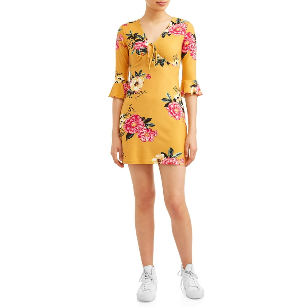 No Boundaries No Boundaries Juniors' floral printed ruffle elbow