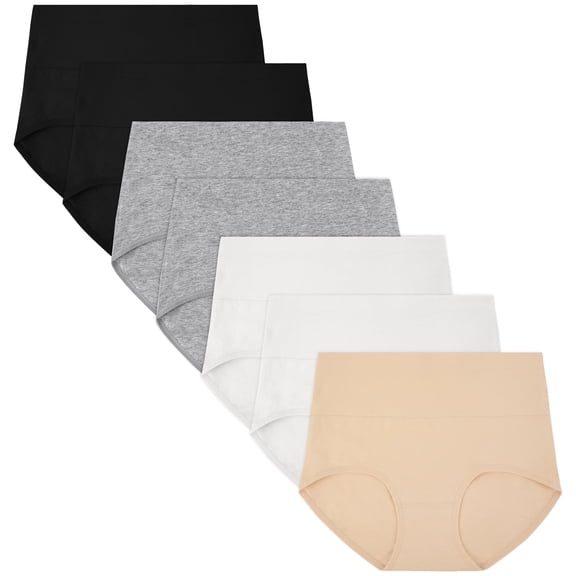Loritta 7 Pack High Waist Underwear for Women Ladies Cotton Underwear Full Coverage High Waist Panties for Women ,Size S-2XL