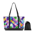 thumbnail image 7 of FORMRS Canvas Laptop Tote Bag for Women with 15.6" Computer Compartments Shoulder Handbag, Green Wavy Plaid, 7 of 7