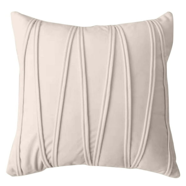 Cojín de terciopelo a rayas, cuerda de presión, cojín para sofá europeo, 45 × 45 cm, blanco