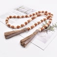 thumbnail image 4 of Fall Decorations Harvest Wood Bead Garland with Tassel - Home Tiered Tray Decor with Jute Rope Plaid Tassel, Rustic Fall Room Décor for Wall Mantle Shelf Oranges Decor Thanksgiving Beads, Check Beads, 4 of 5