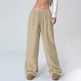 thumbnail image 4 of Women's Wide Leg Palazzo Pants Casual High Waisted Drawstring Loose Fit Lounge Pant Beach Trousers with Pockets (3XL, Beige), 4 of 9