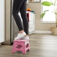 thumbnail image 2 of Casafield 9" Folding Step Stool with Handle - Pink, Collapsible Foot Stool for Adults, 2 of 8