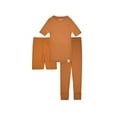 thumbnail image 3 of Sleep On It 100% Organic Cotton Rib Knit Snug-Fit 6-Piece Pajama Sets for Boys & Girls, Brown & Grey, Size 7, 3 of 4