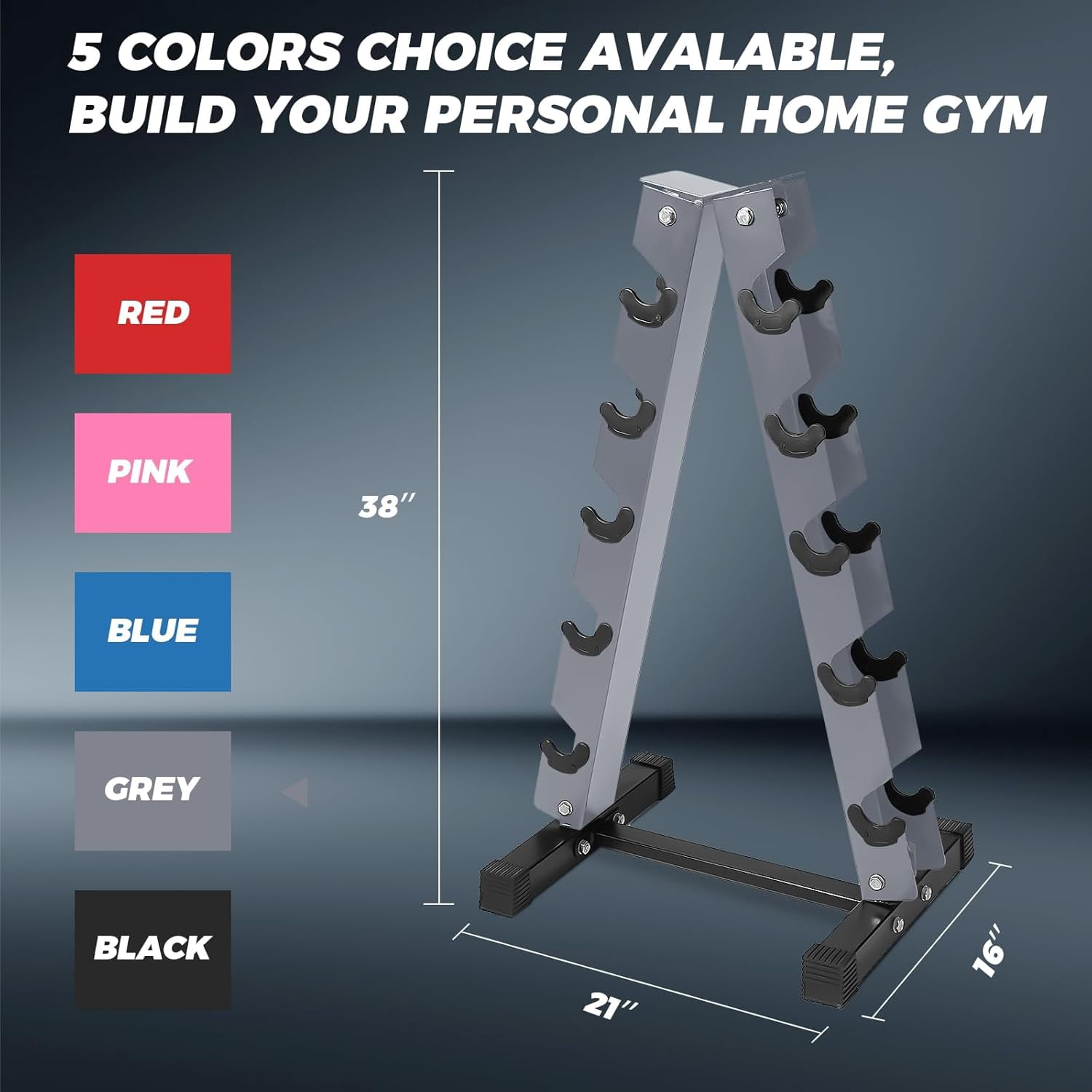 RitFit 250LB Rubber Hex Dumbbell Sets with Weights Rack, Multiple Color Choices Available, Great Gym Equipment for Home, Strength Training, Workouts (250LB, Grey)