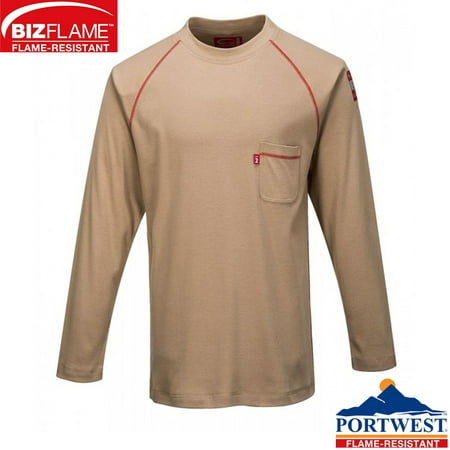Portwest FR01 Bizflame FR Crew Neck Flame Resistant Shirt - Khaki,