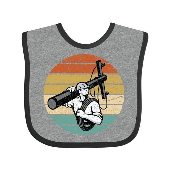 Inktastic Lineman Retro Line Worker Boys Baby Bib