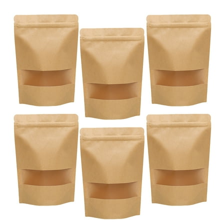 50 Pcs Packaging Bags Storage Kraft Bags Party Favor Supplies Kraft Paper Bags Transparent Window Gift Bag