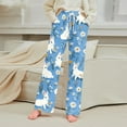 thumbnail image 6 of JGNGSHN Women's Cozy Easter Bunny Pajama Pants, Soft Lounge Pants with Wide Leg & Drawstring Waist Blue XL, 6 of 7