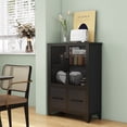 thumbnail image 4 of S-HOME Versatile Storage Cabinet Featuring 4 Iron Doors Adjustable Shelf Metal Frame For Kitchen Or Living Room, Black, 4 of 7