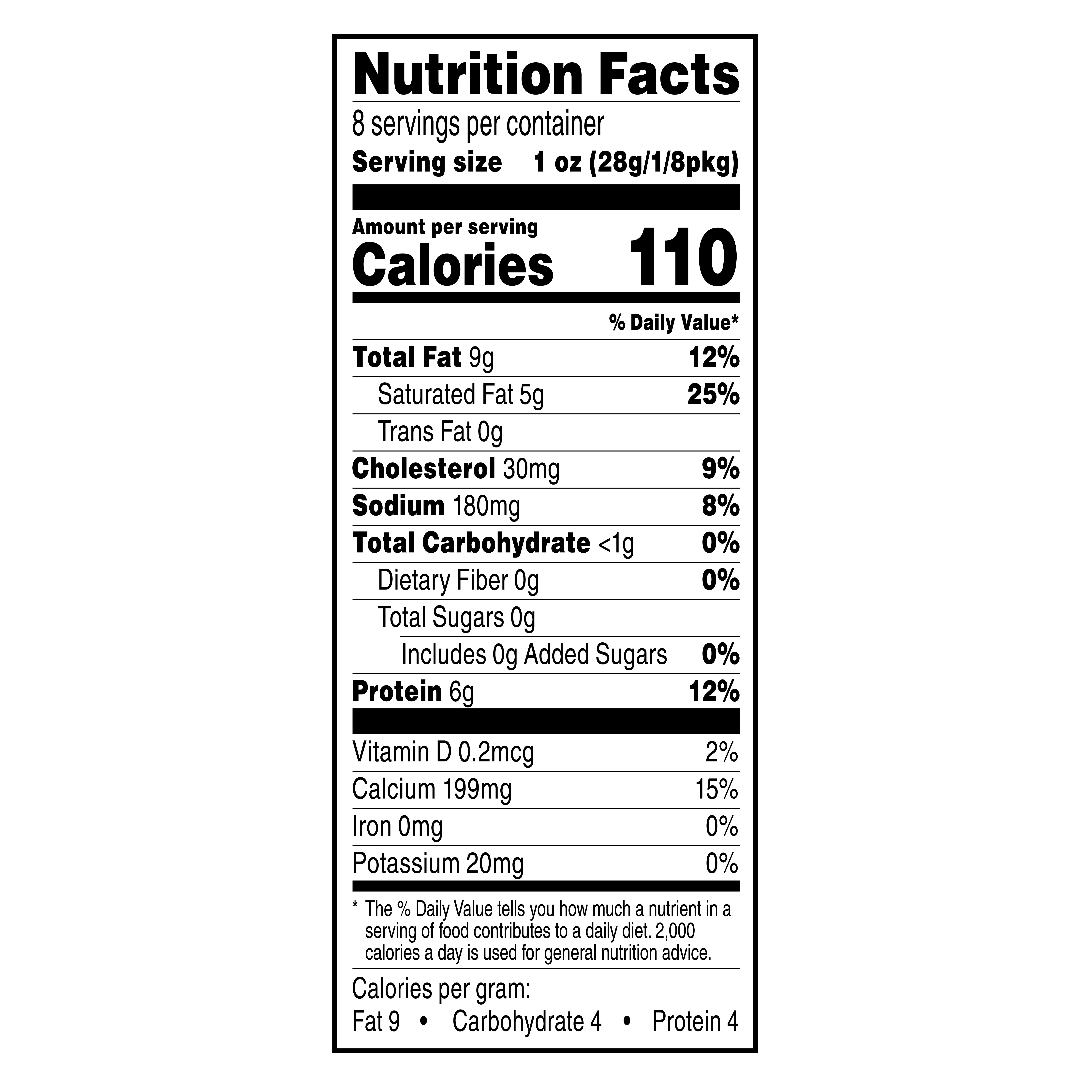 Great Value White Cheddar Cheese Block, Sharp, 8 oz