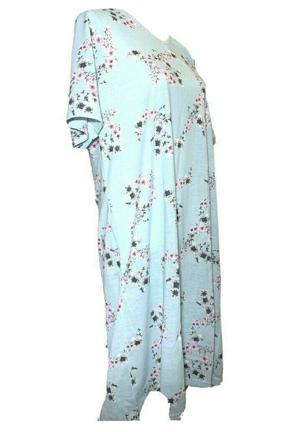 Claudel Women's Smooth Adaptive Sleepwear Nightgown (Aqua Floral, L/XL
