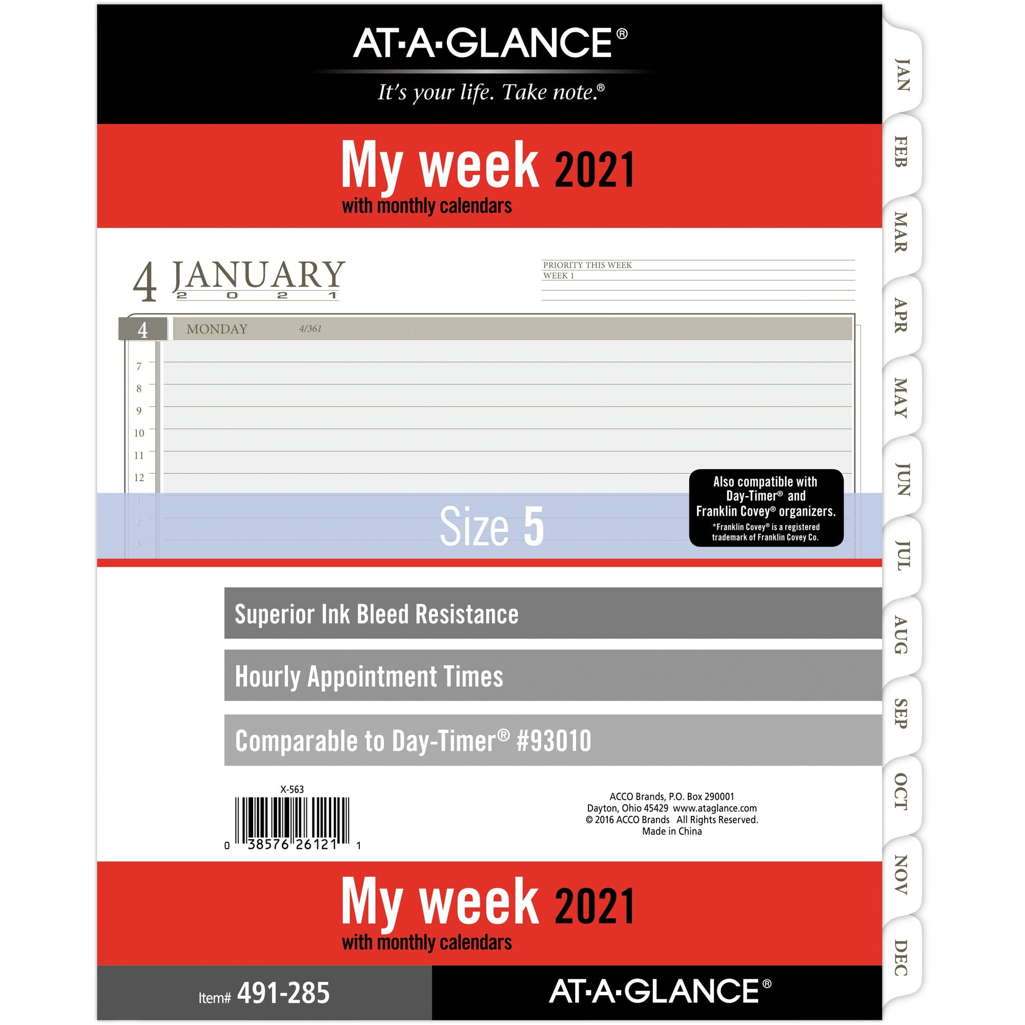 2021 Monthly Planner Refill by AT-A-GLANCE 5-1/2" x 8-1/2" 4 12024 Day-Timer 