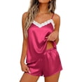 thumbnail image 2 of Yutgune Women's Satin Pajama Sets Pjs Sets For Women Lace Cami Shorts Soft Stretch Pajamas For Women Set S-XXL, 2 of 6