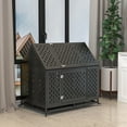 thumbnail image 2 of Pefilos 45" Large Dog Cage for Indoor Heavy Duty Metal Dog Crate Kennel with 4 Universal Wheels, Openable Pointed Top and Front Door, Black, 2 of 8