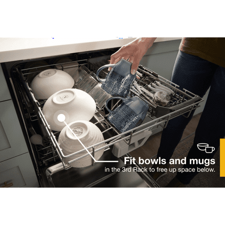 Whirlpool - 24" Top Control Built-In Dishwasher with Stainless Steel Tub, Large Capacity & 3rd Rack, 47 dBA - Black Stainless Steel