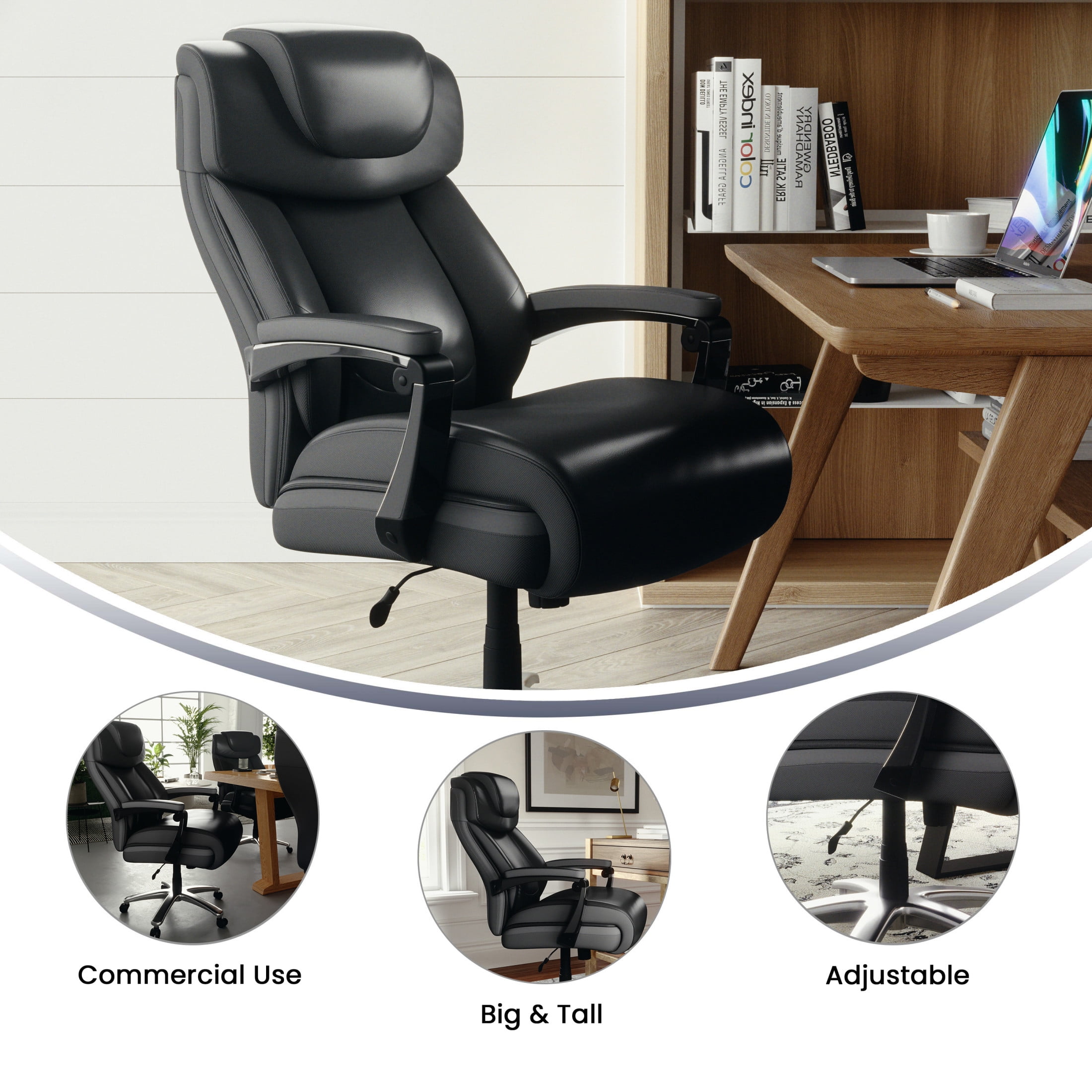 Flash Furniture Hercules Series Big & Tall Ergonomic LeatherSoft Office Chair, Black