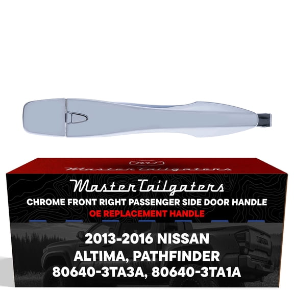 Master Tailgaters Exterior Door Handle Chrome Replacement for Nissan Altima (13-15), Pathfinder (13-16) OE Part # 80640-3TA3A, 80640-3TA1A | Front Right Passenger Side w/o Keyhole